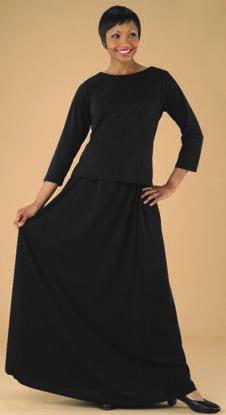 Elastic waist with extra fullness in pant legs for movement. #1110 $26.95 Available in black only. See size chart C.