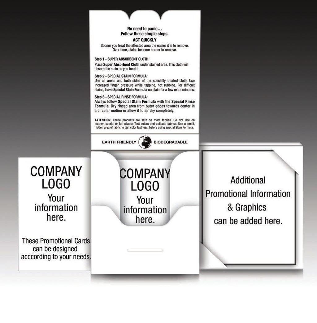 ADDITIONAL PROMOTIONS AND BRANDING OPTIONS: Our custom branded folders give you the opportunity to add 2 promotional or informational cards.