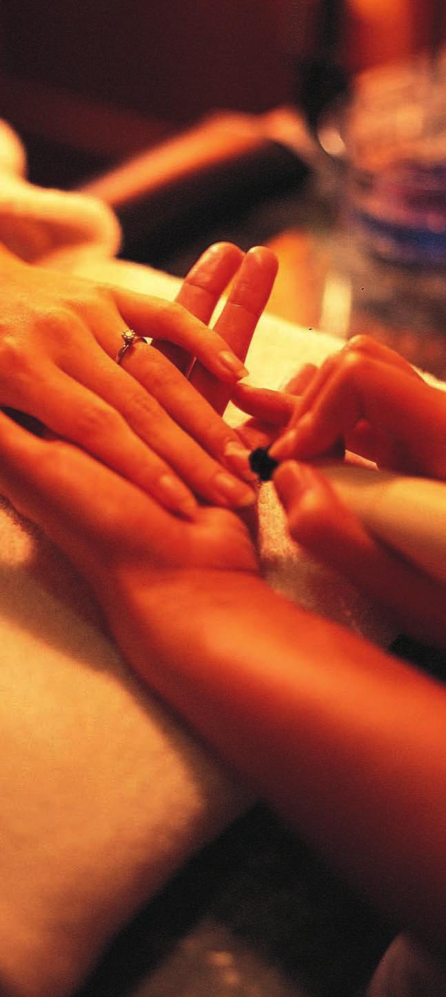 cuticle work and a therapeutic massage using aromatherapy oils and hot stones.