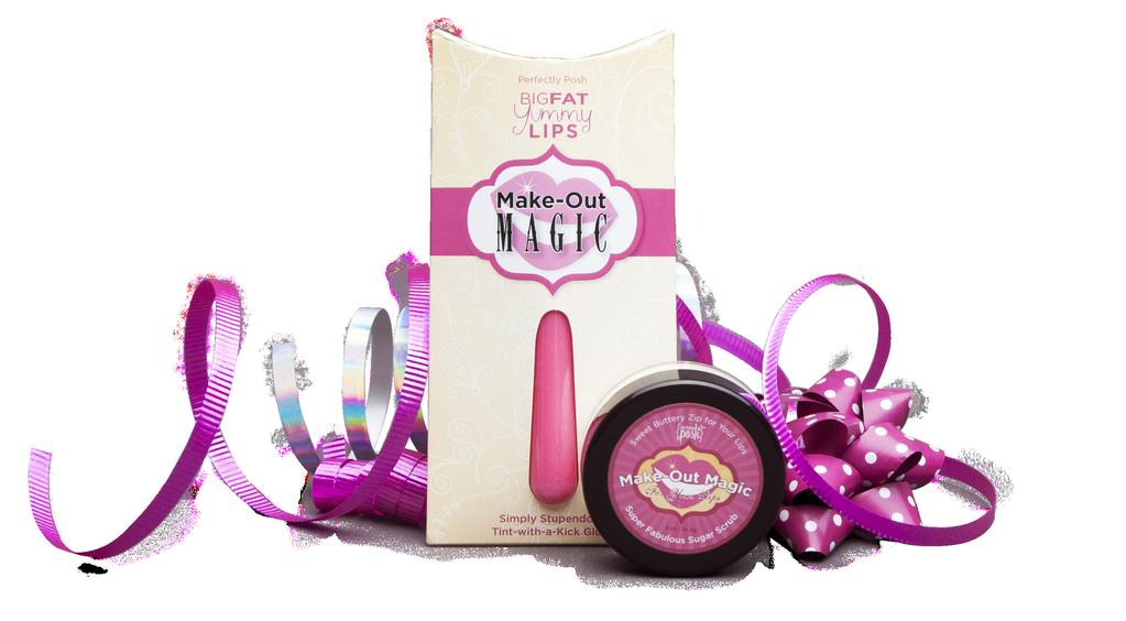 Make-Out Magic Bundle Perfect to Pamper your pucker. Plump and pop lips with a sweet sparkle. Scrub with gentle sugar & hydrate with shea butter Get it the set.