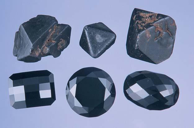 values are consistent with the spinel-hercynite series (MgAl 2 O 4 Fe 2+ Al 2 O 4 ), and an X-ray powder diffraction analysis by GIA s Dino DeGhionno also indicated that the spinel contains some