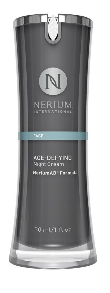 3 AGE-DEFYING NIGHT CREAM NeriumAD Formula What is it? A clinically tested, age-fighting product containing the highest concentration of our exclusive, patented NAE-8 extract. What does it do?