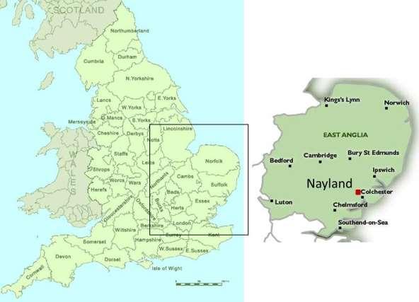 5 Location The village of Nayland is centred on TL 975345, located in southeast Suffolk on an area of higher ground on the north bank of the generally low-lying river flood plain of the River Stour,