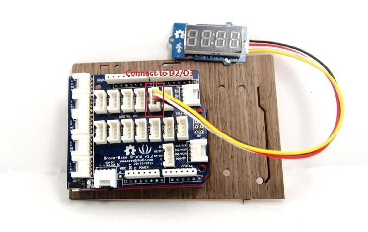 Arduino Mega and Grove - 4-digit display: 3. Connect Arduino/Seeeduino to PC via a USB cable. 4. Download the 4-Digit Display library and TimerOne library.