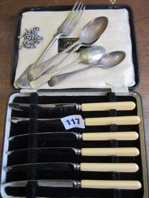 Small quantity of silver and plated cutlery plus 925 HM