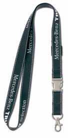 KEY RINGS 5 6 7 5 LANYARD, AMG. White/black. 100% polyester. Detachable section in carbon fibre-style material. Snap hook.