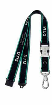 Click lock. Safety clasp. Star logo pin on front. Silver-coloured reflective Mercedes-Benz Motorsport print (3D) and DTM logo. Width approx. 2.5 cm.