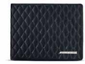 TRAVEL 2 3 2 WALLET, AMG Black lambskin with diamond-pattern topstitching. Coin compartment, 2 note sections, 7 card slots, 4 pockets. Handmade in Germany embossed inside.