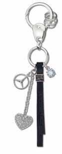5 6 7 5 NEW YORK KEY RING Silver-coloured/black. Italian goatskin, embossed with Mercedes-Benz lettering.