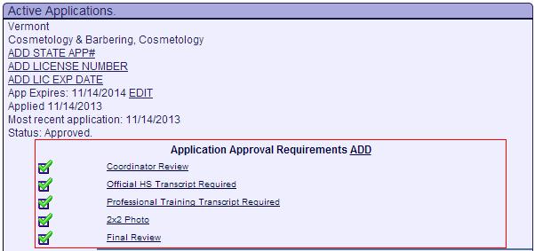 Active Applications box. How do I know if my application is approved?