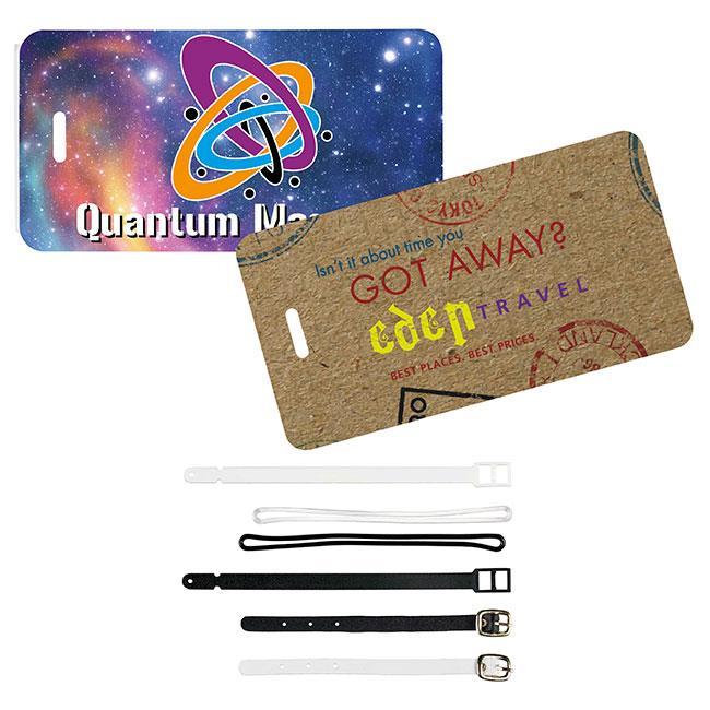 30296 Full Color Luggage Tag Includes standard I.D. card (inserted) and white plastic strap (unattached) PVC (Polyvinyl Chloride) Plastic 4-1/4 w x 2-1/4 h x 1/16 d $2.
