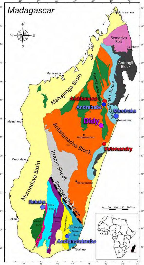 Ruby and sapphire rush near Didy, Madagascar 17 Figure 17: Simplified Geological Map of Madagascar presenting the main tectonic units of the Precambrian basement