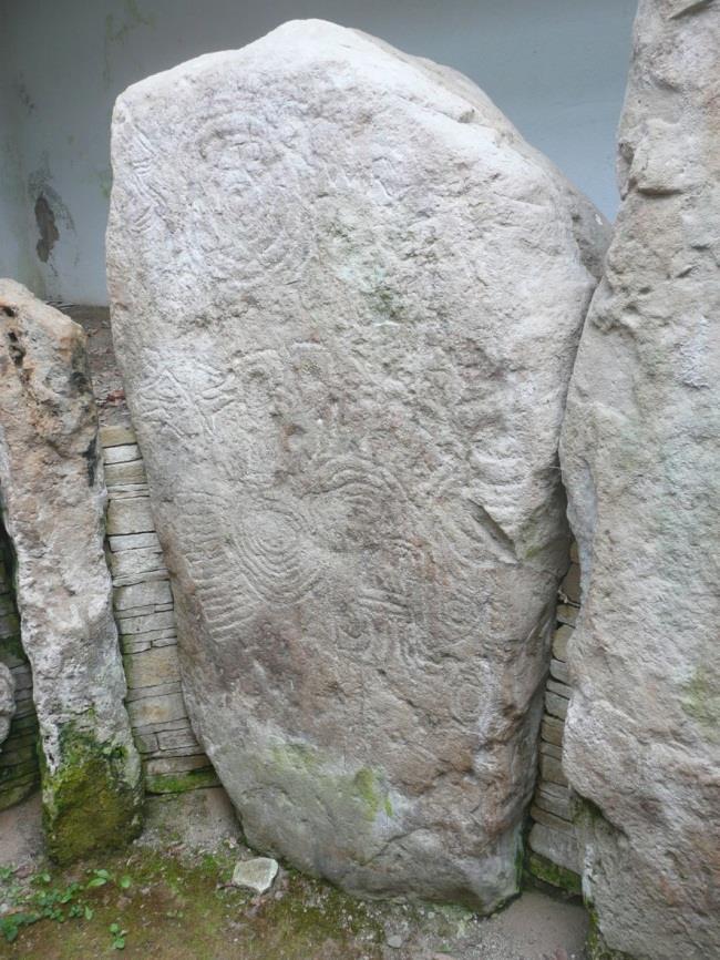 Image: Geometric art inside chamber of megalithic tomb Location: Knockmany, Ireland