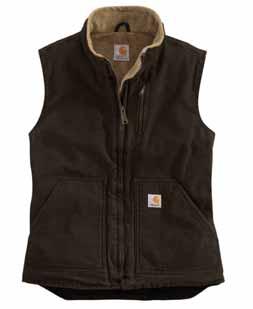 Women s Sandstone Mock Neck Vest WV001 Sherpa lining Zipper-secured chest map pocket Two lower-front pockets and two interior pockets Drop tail