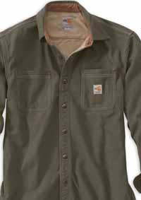 FR CANVAS SHIRTS 8.5-ounce, FR canvas: 88% cotton/12% high-tenacity nylon. Snap front. Two chest pockets.