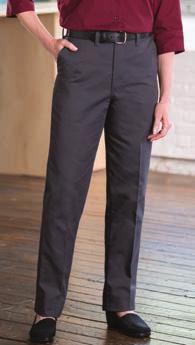 These pants use polyester yarns for flexibility and comfort. The waistband has a bias-cut lining for better fit and sits at your natural waist.