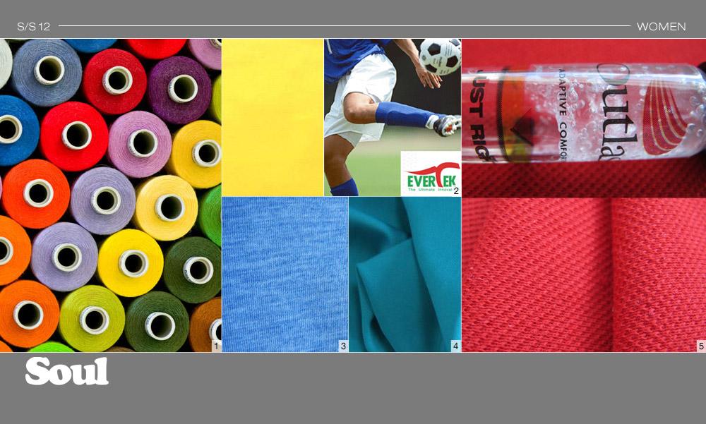 FOOTBALL - MATERIALS 1. CoolVisions Dyeable Polypropylene is an ideal green base for fashion-forward colors. 2. Recycled polyester is used by Everest textiles for its mechanical stretch fabrics. 3.
