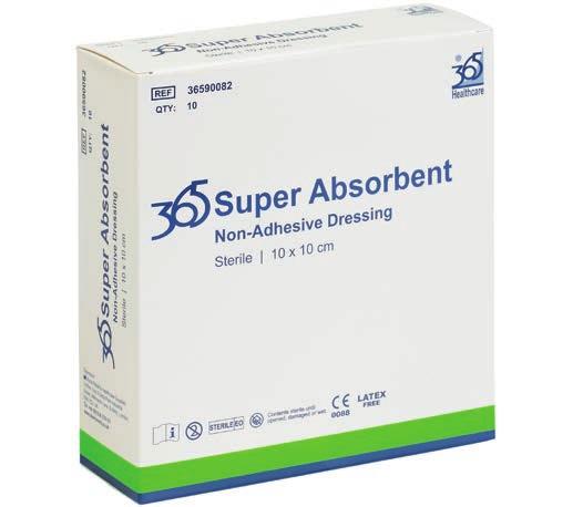 Precautions 365 Super Absorbent Dressing is not a haemostat and should not be used on bleeding wounds or arterial bleeds. Do not cut the dressing.