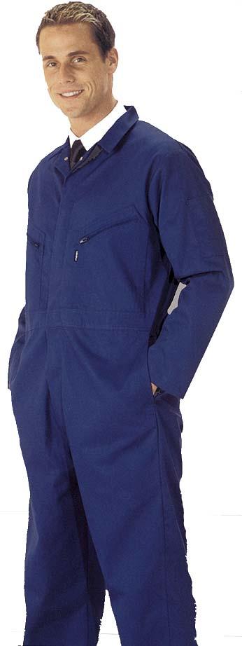 Coveralls 212 Economy Polyester/Cotton Stud Coverall Sizes: S - XXL or 36-54 Concealed stud fastening Two stud fastening breast pocket Two lower hand pockets with access Elasticated waist Rear & Hip