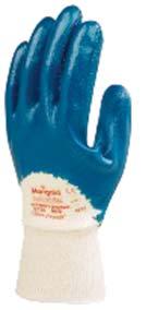 Mechanical Hazards & Cut Hazards Nitrotough N730 Features and benefits Nitrile Palm coated glove with knit wrist. Heavy duty supported nitrile construction with raised rough finished grip pattern.