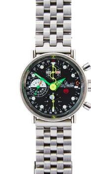30 ALAIN SILBERSTEIN KRONOS 2 WRISTWATCH WITH CHRONOGRAPH, MOONPHASE AND TRIPLE DATE; circa 1993; #112/999; 38mm; 17 jewel Valjoux 7751 automatic wind movement; black dial with coloured and shaped