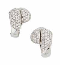 50cts 1,500-2,000 43 A pair of diamond set clip earrings each of lobed design, pavé set throughout with graduated round brilliant cut diamonds, to clip fittings