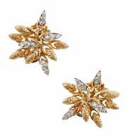 48 Lyon & Turnbull 79 A pair of 18ct gold diamond set earrings, Kutchinsky each of stylised star-burst design, with textured ground and set at intervals with trio s
