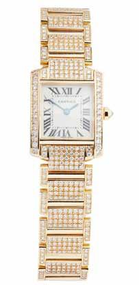 Select Jewellery & Watches 53 90 A lady s diamond set 18ct gold wrist watch, Cartier Tank Française, ref.