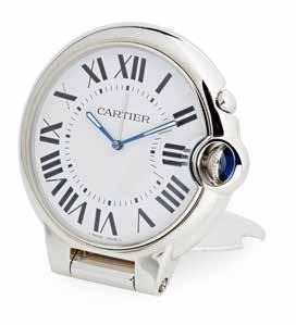 Select Jewellery & Watches 57 96 A stainless steel desk clock, Cartier modern, of traditional form, circular