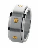 M ½ - V ½; Metric 52 64; US 6 ¼ - 11 STAINLESS STEEL RING CODE: 2188 35,00 White rhodium plated, band width 9mm, with black accents, Ring sizes: British M ½ - V ½; Metric 52 64; US 6 ¼ - 11 01 02 01