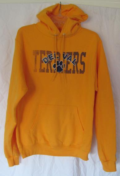 sweatshirt with gold-lined hood and 3 color