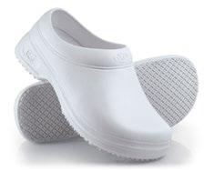 Ventilation holes along inside of shoe 1 ¼ heel Black: Unisex Medium width 4-14 White: