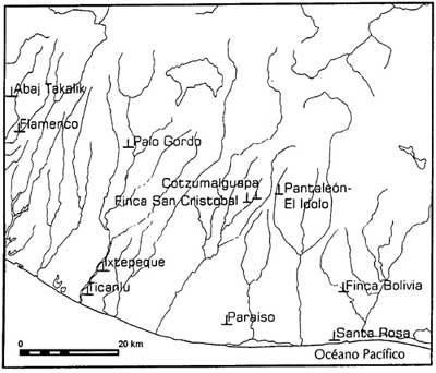 Figure 1. Map showing site distribution in the South Coast.