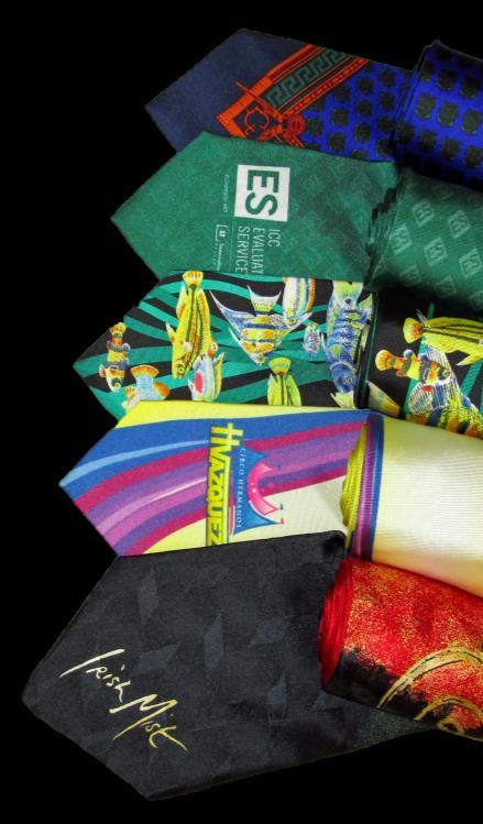 CUSTOM LOGO TIES Printed Fabrics Printed designs are produced by using traditional wet-dye
