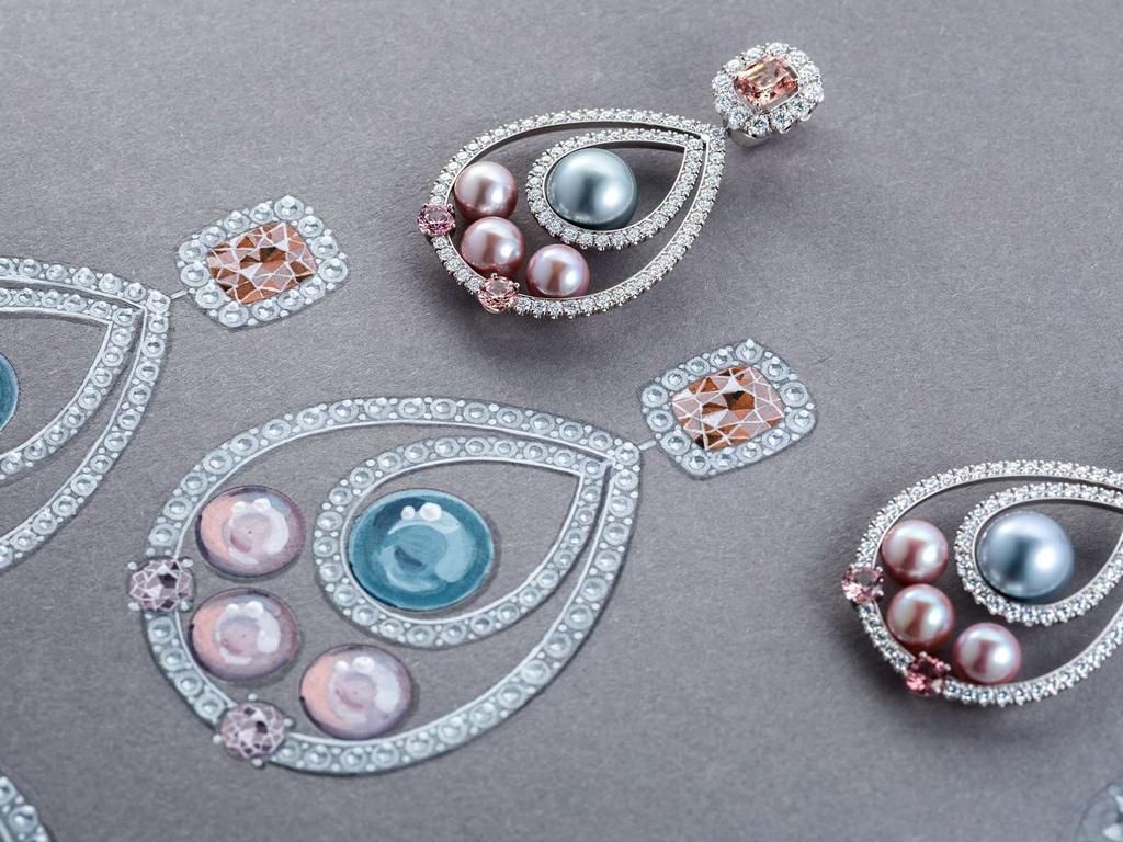 Earrings from jewelry set Powder with malaya garnet,