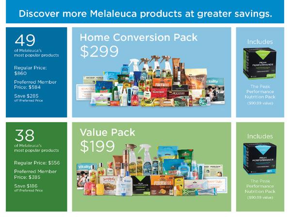 The most valuable way to introduce Melaleuca products is with a Home Conversion Pack or a Value Pack.