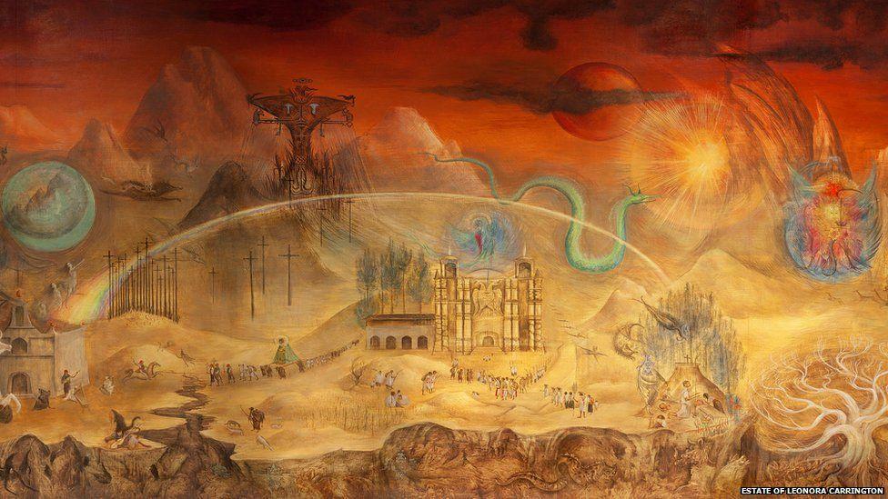 Lancashire Leonora Carrington: A surreal trip from Lancashire to Mexico By Chris LongBBC News 7 March 2015 Her 1964 mural, The Magical World of the Mayas, "serves as a magnificent monument to