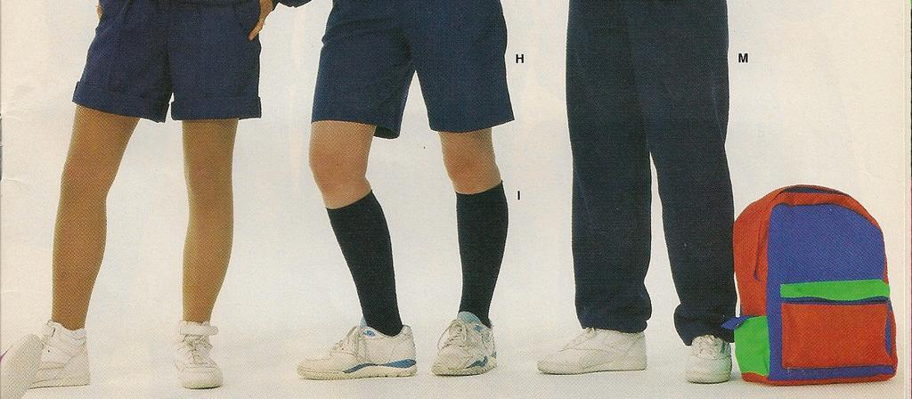 (1994-1998); Bush Hat, Beige (1997-2004) Walking Shorts, Navy Blue (until 1997) Pull-On Shorts, Navy Blue (added 1994) Sweatpants, Navy