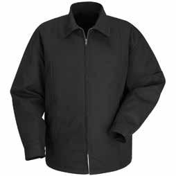 OUTERWEAR JT50BK PERMA-LINED PANEL JACKET Permanently lined with black quilted lining Two-piece, topstitched collar with sewn-in stays Two lower inset, on-seam pockets and utility pocket on left