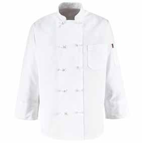 Poplin, 80% Polyester / 20% Combed Cotton TP23 (Reg) S-4XL LB, NV, WH SNAP-FRONT BUTCHER COAT Six large dome snap closures Interior left chest pocket Two oversized lower exterior pockets Side vent