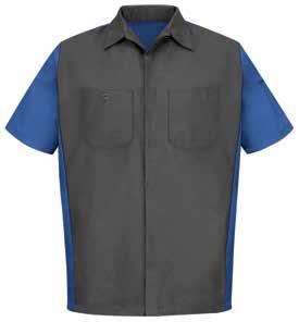 Ripstop, 65% Polyester / 35% Cotton SY10 SY20 LONG SLEEVE (Reg) M-3XL, (Long) L-2XL SHORT SLEEVE (Reg) S-3XL, (Long) L-2XL BC, BR, CG, CR c c CR charcoal body / royal blue contrast BR black body