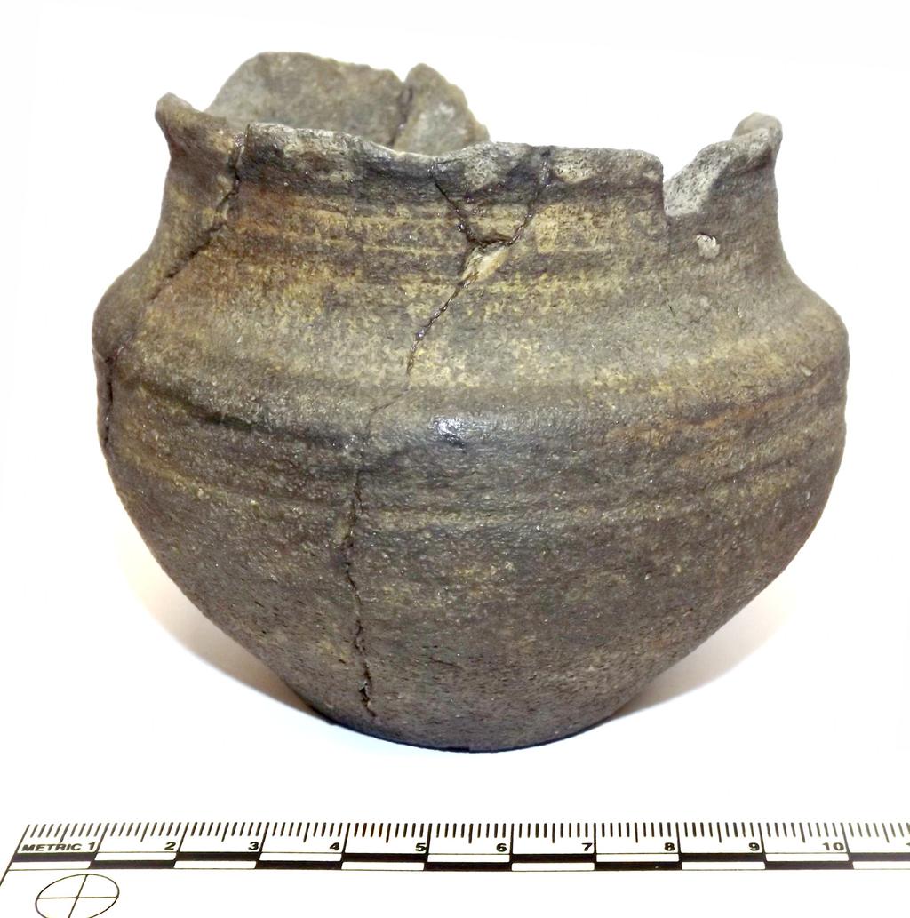 Figure 2. A shouldered jar of first century CE form, from the grave of a sixth-century Saxon warrior from Pegsdon Heath (Bedfordshire).