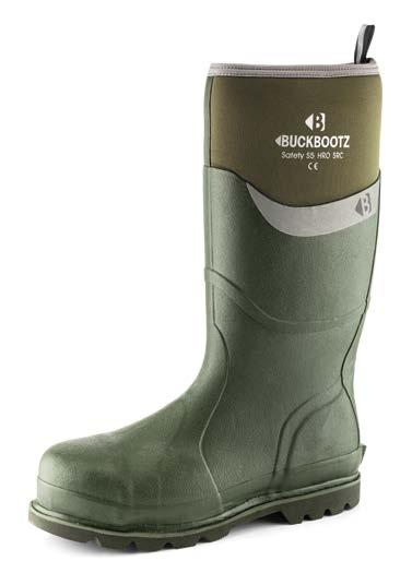 Safety Buckbootz S5 HRO The outstanding safety wellington of its generation. Safety neoprene/rubber waterproof boot, honeycomb Aerospenser breathable linings and detachable cushion insoles.