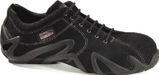 6114 Funky safety trainer, Black Water resistant suede, 3D textile lining, light weight Aluminium toe cap.