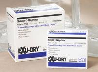 Cover Dressings SELLERS EXU-DRY Wound Dressing One-piece wound dressing that is non-adherent and has an anti-shear layer Highly absorbent and wicks away drainage from the wound and surrounding