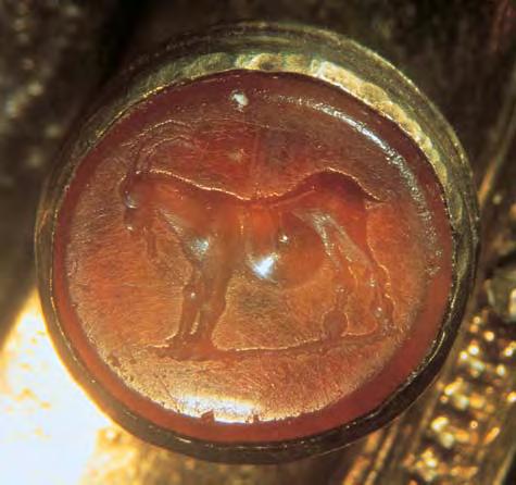 Figure 10. This intaglio engraved with the figure of a goat was found to be carnelian. From the Dorothy monstrance, it is approximately 11 12 mm. 11).