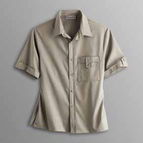 Serene Shirt Hidden button placket. Two upper chest patch pockets. Wide bottom hem. Side vents. 100% polyester. Home launder. Imported. Male Sizes XS-XL, 2XL-3XL* 112978 (67) spresso.