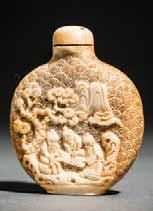 4 CM Provenance: From the of Helmut Longin, Austria 105 CARVED IVORY SNUFF BOTTLE WITH LANDSCAPE AND LITERATES Ivory.