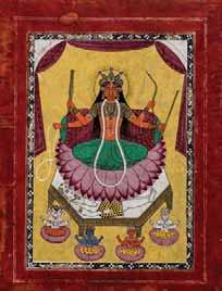 236 AN INDIAN MINIATURE PAINTING OF BHADRAKALI WITH WEAPONS Miniature painting with colors and gold on paper.