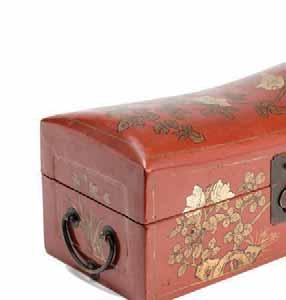 Japan, Showa period Of rectangular form, with two inlaid mother of pearl peacocks on the lid in a large rectangular reserve in black lacquer surrounded by a dark red lacquer.